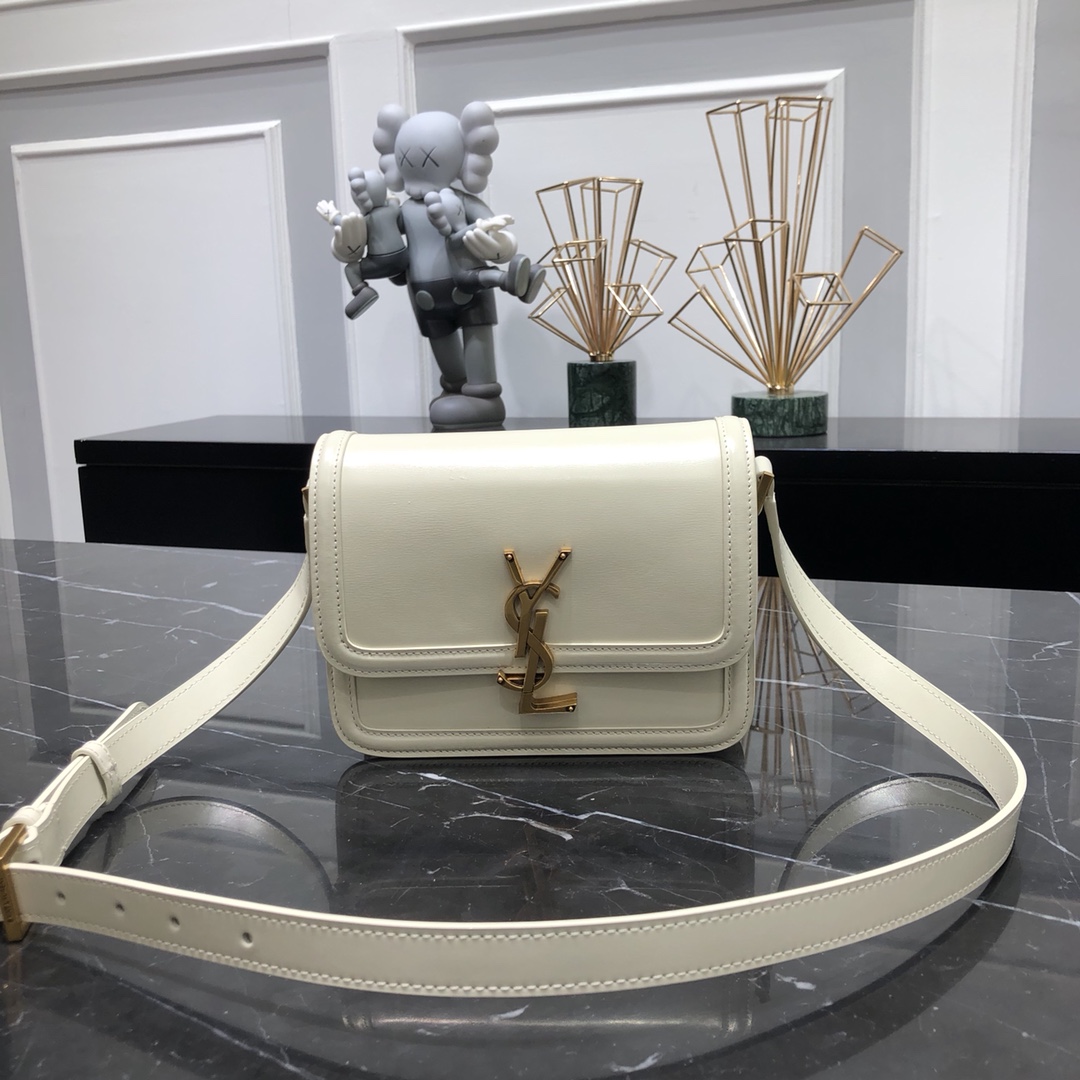 Saint Laurent Solferino Box Small Calfskin Handbag Shoulder Bag White 634306